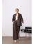 Kahve 100% Keten Kadın Blazer Ceket 1