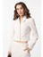 Ekru Crop Kadın Blazer Ceket 2