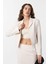 Ekru Crop Kadın Blazer Ceket 3