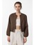 Kahve Crop Kadın Bomber Mont 1