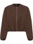 Kahve Crop Kadın Bomber Mont 5