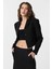 Siyah Crop Kadın Blazer Ceket 4