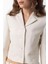 Ekru Crop Kadın Blazer Ceket 5