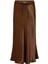 Kahve Kemerli Saten Uzun Kadın Etek 5