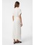 Ekru Keten Karışımlı Kemerli Kadın Elbise 4