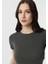 Haki Crop Kadın T-Shirt 3