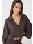 Kahve Crop Kadın Gömlek 3