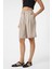 Bej Keten Karışımlı Kadın Bermuda 1
