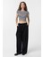 Siyah Crop Fit Çizgili Kadın T-Shirt 2