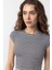 Siyah Crop Fit Çizgili Kadın T-Shirt 3
