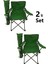2 Adet Katlanır Kamp Sandalyesi Taşıma Çantalı Bardaklıklı Yeşil 1