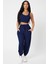 Kadın Lacivert Kaşkorse Cepli Jogger Eşofman Altı ve Crop Top Bluz 5