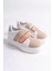 Valencıa Bağcıksız Cırt Cırtlı Ortopedik Taban Kadın Sneaker Spor Ayakkabı Bt - Beyaz/ten/mavi 4