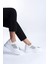 Mıpa Bağcıklı Ortopedik Taban Simli Kadın Sneaker Spor Ayakkabı Bt - Beyaz 2