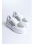 Mıpa Bağcıklı Ortopedik Taban Simli Kadın Sneaker Spor Ayakkabı Bt - Beyaz 4