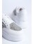 Mıpa Bağcıklı Ortopedik Taban Simli Kadın Sneaker Spor Ayakkabı Bt - Beyaz 5