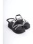 Rıley Ince Tokalı Taşlı Şeritli Ortopedik Taban Kadın Sandalet St - Siyah 4