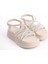 Elena Lastikli Taşlı Şeritli Ortopedik Taban Kadın Sandalet Kt - Krem 4