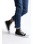 JY0423 Axe Bağcıklı Keten Kumaş Erkek Günlük Sneaker Ayakkabı Kbt - Siyah 1