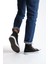 JY0423 Axe Bağcıklı Keten Kumaş Erkek Günlük Sneaker Ayakkabı Kbt - Siyah 3