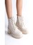 Lauren Bağcıklı Fermuarlı Ortopedik Taban Topuklukadın Bot Kt - Krem 1