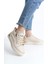 Dına Bağcıklı Fermuarlı Ortopedik Taban Kadın Sneaker Spor Ayakkabı Kt - Krem/altın 1