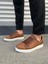 JY166 Prestige Bağcıklı Cilt Kapitone Desenli Erkek Günlük Sneaker Ayakkabı Cbt - Taba 2
