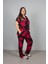 Büyük Beden Düğmeli Çiçek Desenli Pijama Takım 2
