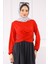 Kırmızı Çapraz Drape Detaylı Sandy Bluz 1