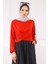 Kırmızı Çapraz Drape Detaylı Sandy Bluz 2