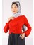 Kırmızı Çapraz Drape Detaylı Sandy Bluz 3