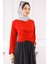 Kırmızı Çapraz Drape Detaylı Sandy Bluz 4
