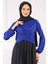 Saks Mavi Çapraz Drape Detaylı Sandy Bluz 2
