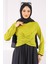 Yağ Yeşili Çapraz Drape Detaylı Sandy Bluz 2