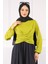 Yağ Yeşili Çapraz Drape Detaylı Sandy Bluz 4