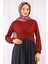 Bordo Çapraz Drape Detaylı Sandy Bluz 1