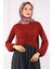 Bordo Çapraz Drape Detaylı Sandy Bluz 3