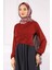 Bordo Çapraz Drape Detaylı Sandy Bluz 4