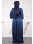 Lacivert Piliseli Taşlı Şifon Abiye 4