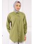 Haki Taşlı Düğmeli Modal Gömlek 1