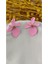 Pembe Pres Mat Metal Çiçek Küpe 1