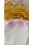 Pembe Pres Mat Metal Çiçek Küpe 2