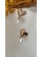 Zirkon Incili Küçük Kalp Metal Gold Küpe 2