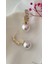 Zirkon Büyük Incili Metal Gold Küpe 3