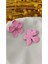 Pembe Mat Metal Çiçek Küpe 2