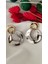 Çift Halka Metal Silver Gold Küpe 1