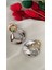 Çift Halka Metal Silver Gold Küpe 2