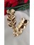 Üç Kalp Sarkıt Metal Gold Küpe 2