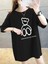 Baskılı Oversize Bisiklet Yaka T-Shirt - Siyah 1