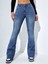 Kadın Yüksek Bel Cepli Ispanyol Paçalı Kot Jeans Pantolon 1